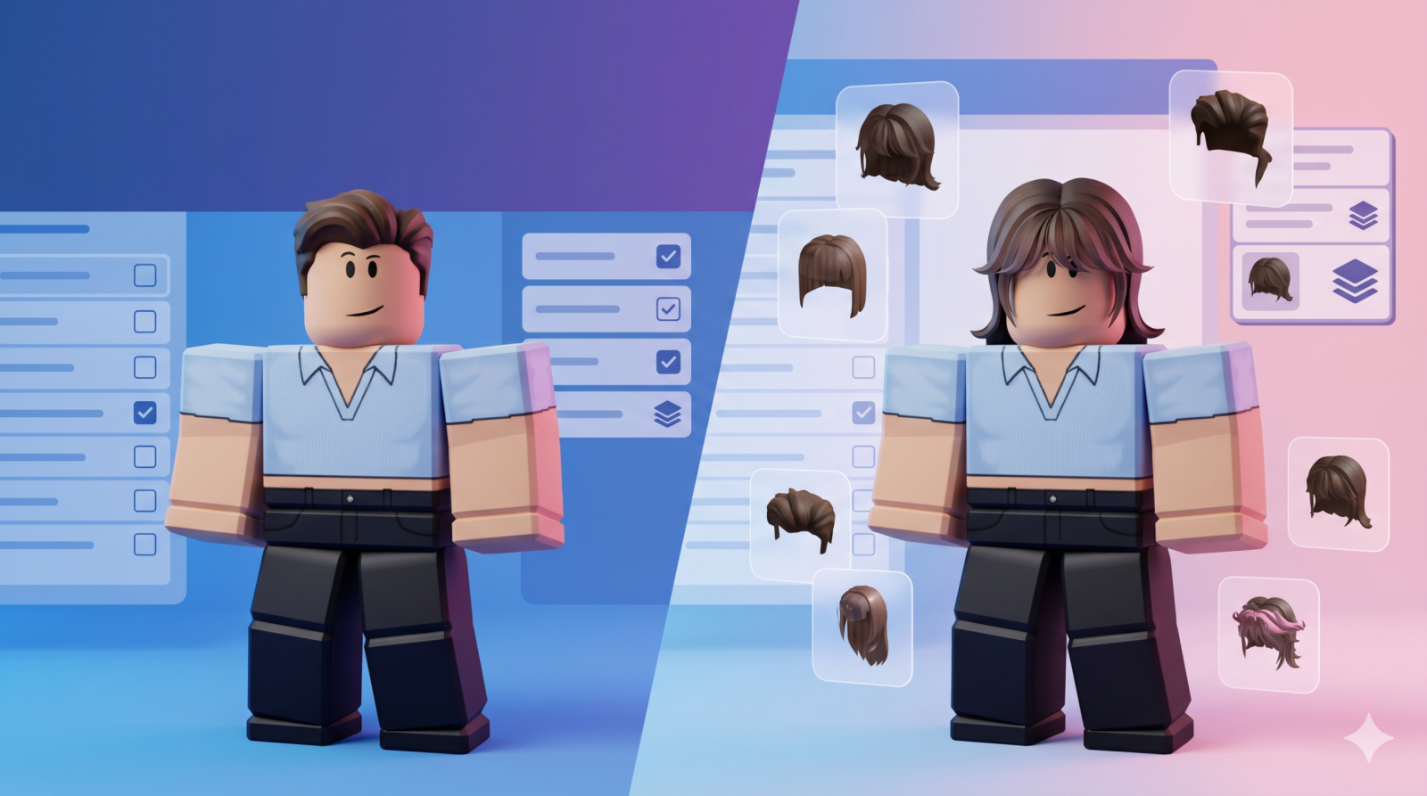 Roblox hair stack avatar comparison